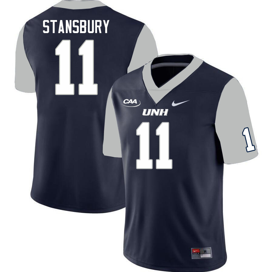 New Hampshire Wildcats #11 Noah Stansbury College Football Jerseys Stitched Sale-Navy